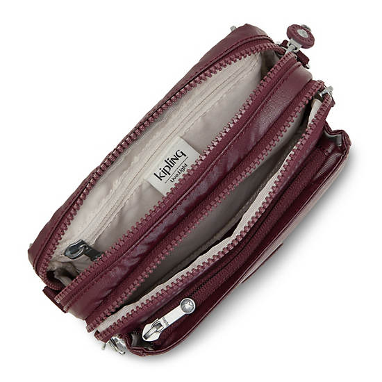 Kipling Abanu Multi Metallic Convertible Crossbody Bag Väska Vinröda | SE 1177JP